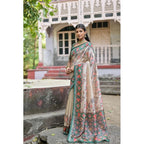 Women's Faux_Tussar Floral Jal With Patola Print Saree With Unstitched Blouse 5.5Mtr (Teal)