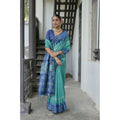 Women's Faux_Tussar Ikat Saree With Unstitched Blouse 5.5Mtr (Sea_Green)