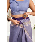 Women's Faux Linen Printed Ready to wear Saree With Unstitched Blouse 5.5Mtr (Light_Lavender)