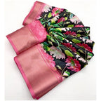 Women's Cotton Silk Floral Printed Saree With Unstitched Blouse 5.5Mtr (Black)