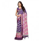 Women's Cotton Blend Printed Saree With Unstitched Blouse 5.5Mtr (Purple)