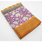 Women's Cotton Blend Printed Saree With Unstitched Blouse 5.5Mtr (Yellow)