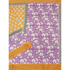 Women's Cotton Blend Printed Saree With Unstitched Blouse 5.5Mtr (Yellow)
