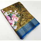 Women's Cotton Blend Floral Printed Saree With Unstitched Blouse 5.5Mtr (Multicolor)
