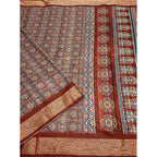 Women's Cotton Blend Printed Saree With Unstitched Blouse 5.5Mtr (Multicolor)