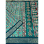 Women's Cotton Blend Printed Saree With Unstitched Blouse 5.5Mtr (Rama)