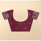 Women's Cotton Blend Printed Saree With Unstitched Blouse 5.5Mtr (Wine)