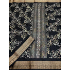 Women's Cotton Silk Floral Printed Saree With Unstitched Blouse 5.5Mtr (Black)