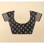 Women's Cotton Silk Floral Printed Saree With Unstitched Blouse 5.5Mtr (Black)