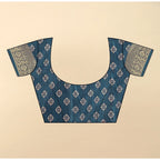 Women's Cotton Silk Floral Printed Saree With Unstitched Blouse 5.5Mtr (Blue)
