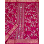 Women's Cotton Silk Floral Printed Saree With Unstitched Blouse 5.5Mtr (Pink)