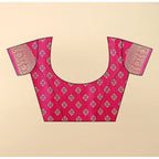 Women's Cotton Silk Floral Printed Saree With Unstitched Blouse 5.5Mtr (Pink)