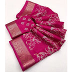 Women's Cotton Silk Floral Printed Saree With Unstitched Blouse 5.5Mtr (Pink)