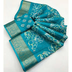 Women's Cotton Silk Floral Printed Saree With Unstitched Blouse 5.5Mtr (Rama)