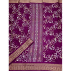 Women's Cotton Silk Floral Printed Saree With Unstitched Blouse 5.5Mtr (Wine)