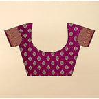 Women's Cotton Silk Floral Printed Saree With Unstitched Blouse 5.5Mtr (Wine)
