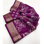 Women's Cotton Silk Floral Printed Saree With Unstitched Blouse 5.5Mtr (Wine)