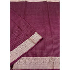 Women's Cotton Blend Checkered Saree With Unstitched Blouse 5.5Mtr (Maroon)