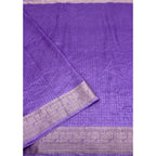 Women's Cotton Blend Checkered Saree With Unstitched Blouse 5.5Mtr (Purple)