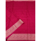 Women's Cotton Blend Checkered Saree With Unstitched Blouse 5.5Mtr (Red)