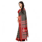Women's Cotton Silk Printed Saree With Unstitched Blouse 5.5Mtr (Black)