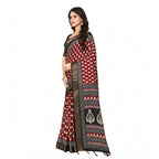 Women's Cotton Silk Printed Saree With Unstitched Blouse 5.5Mtr (Red)