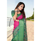 Women's Cotton Silk Printed Saree With Unstitched Blouse 5.5Mtr (Multicolor)