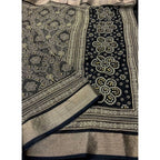 Women's Cotton Silk Printed Saree With Unstitched Blouse 5.5Mtr (Black)