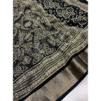 Women's Cotton Silk Printed Saree With Unstitched Blouse 5.5Mtr (Black)