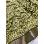 Women's Cotton Silk Printed Saree With Unstitched Blouse 5.5Mtr (Green)