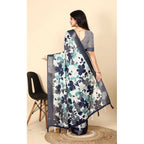 Women's Cotton Silk Floral Printed Saree With Unstitched Blouse 5.5Mtr (Multicolor)