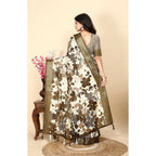 Women's Cotton Silk Floral Printed Saree With Unstitched Blouse 5.5Mtr (Multicolor)