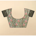 Women's Cotton Silk Floral Printed Saree With Unstitched Blouse 5.5Mtr (Grey)
