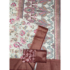 Women's Cotton Silk Floral Printed Saree With Unstitched Blouse 5.5Mtr (Gold-Brown)