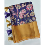 Women's Cotton Silk Floral Printed Saree With Unstitched Blouse 5.5Mtr (Multicolor)