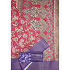 Women's Cotton Silk Floral Printed Saree With Unstitched Blouse 5.5Mtr (Pink-Purple)