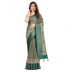 Women's Cotton Silk Printed Saree With Unstitched Blouse 5.5Mtr (Multicolor)