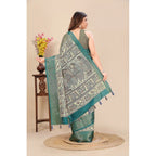 Women's Cotton Silk Printed Saree With Unstitched Blouse 5.5Mtr (Multicolor)