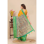 Women's Cotton Silk Printed Saree With Unstitched Blouse 5.5Mtr (Yellow)