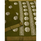 Women's Cotton Silk Printed Saree With Unstitched Blouse 5.5Mtr (Green)