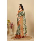 Women's Cotton Silk Floral Printed Saree With Unstitched Blouse 5.5Mtr (Multicolor)