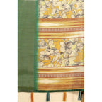 Women's Cotton Silk Floral Printed Saree With Unstitched Blouse 5.5Mtr (Mustard)