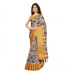Women's Cotton Silk Floral Printed Saree With Unstitched Blouse 5.5Mtr (Purple)