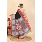 Women's Cotton Silk Printed Saree With Unstitched Blouse 5.5Mtr (Black)