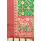 Women's Cotton Silk Printed Saree With Unstitched Blouse 5.5Mtr (Green)