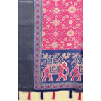 Women's Cotton Silk Printed Saree With Unstitched Blouse 5.5Mtr (Pink)