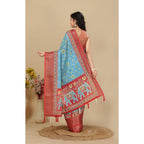 Women's Cotton Silk Printed Saree With Unstitched Blouse 5.5Mtr (Rama)