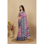 Women's Cotton Silk Printed Saree With Unstitched Blouse 5.5Mtr (Wine)