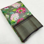 Women's Cotton Silk Floral Printed Saree With Unstitched Blouse 5.5Mtr (Grey)