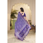 Women's Cotton Silk Floral Printed Saree With Unstitched Blouse 5.5Mtr (Royal Blue)
